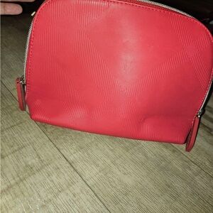 BURBERRY Womens RED / TAN Pouch Trousse Makeup Bag - NEW in Burberry Gift Box